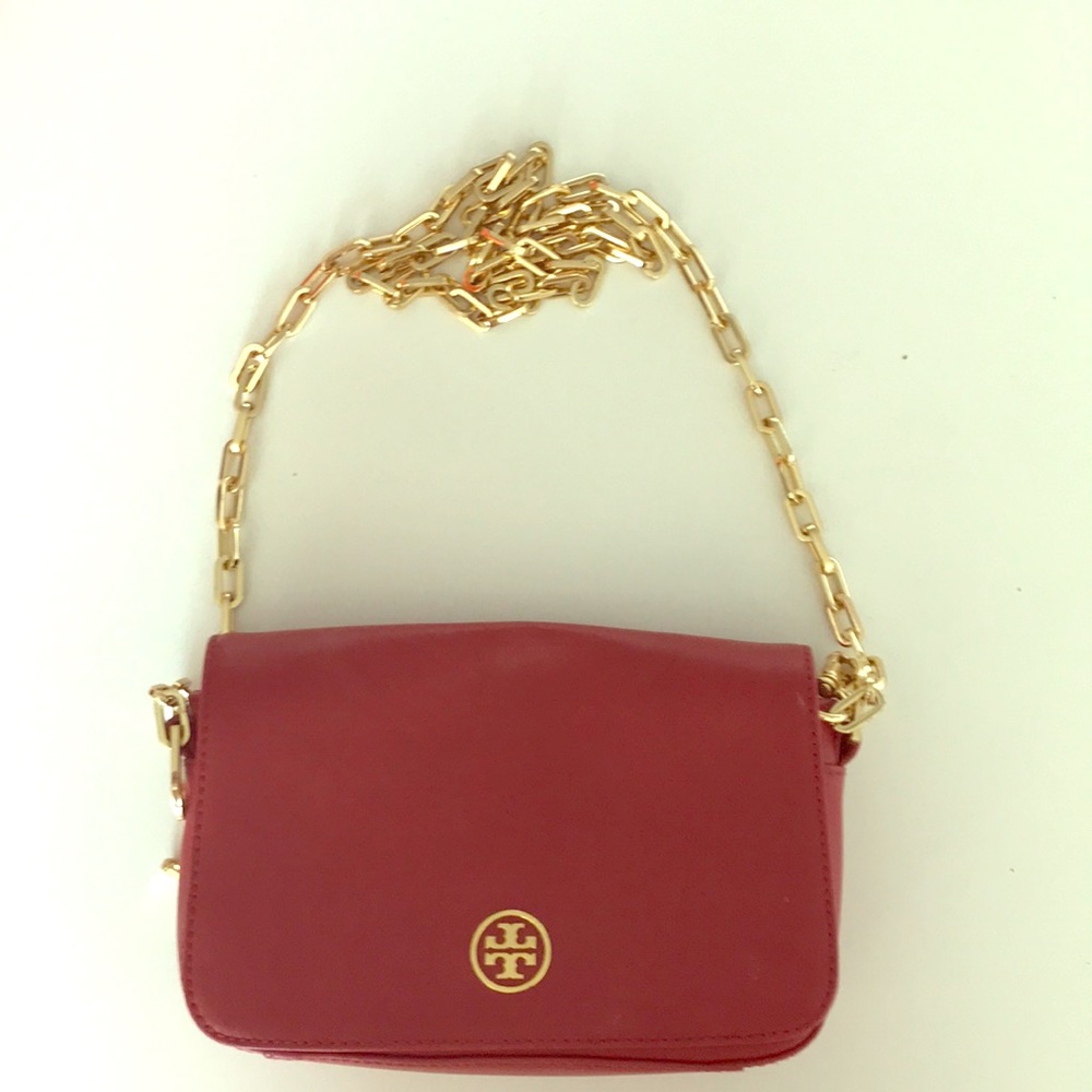 Tory Burch Red Purse With Gold Chain
